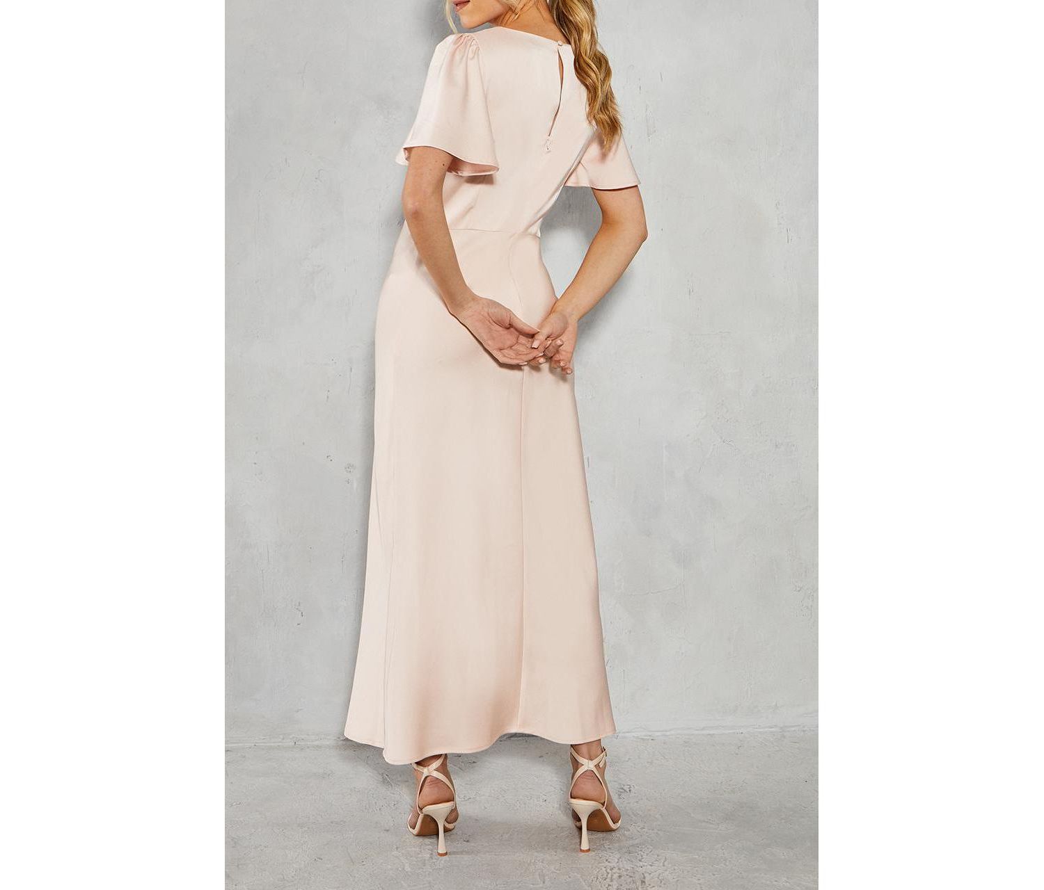 Women's Satin Midi Bridesmaid Dress