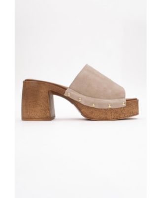 Pull Leather Platform Mules (Women)