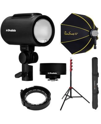 A2 Off Camera Flash Head and Connect Wireless Transmitter Kit for Fujifilm Cameras with Fp light stand 9.5' air cushnd, Glow parasnap