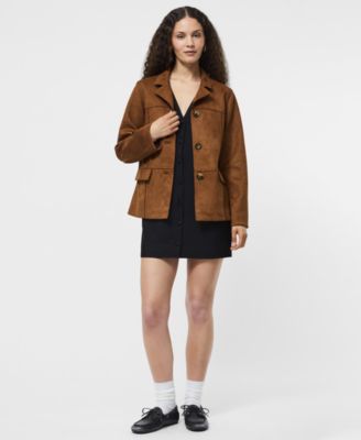 Women's Faux-Suede Long Sleeve Jacket