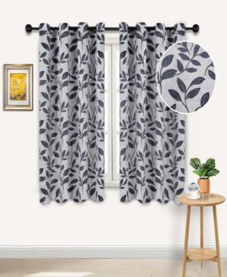 Leaves Modern Bohemian Back Tab Blackout Curtain Set, 52"x 63"