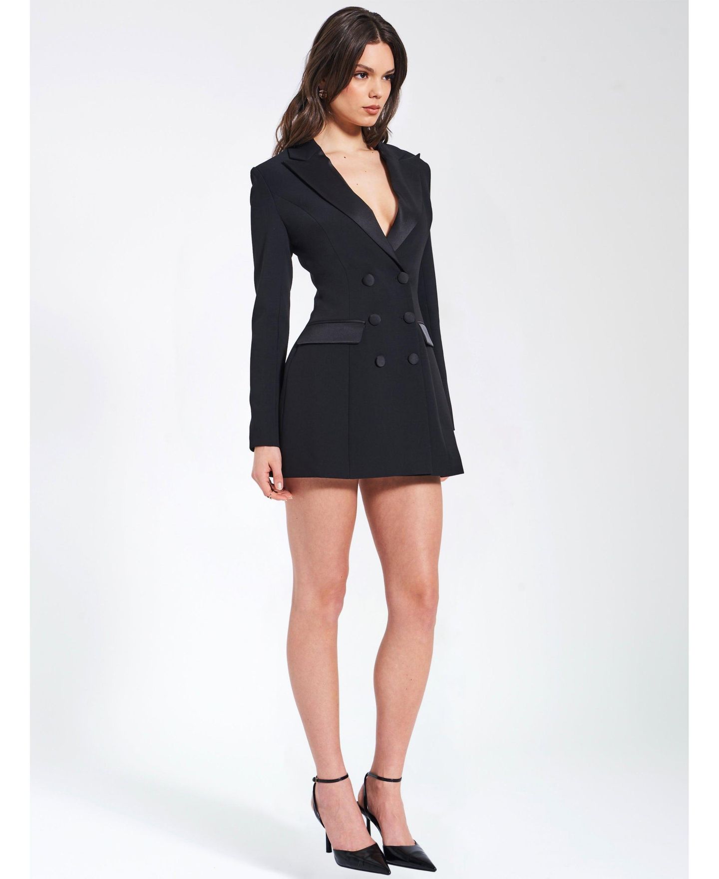 Женское платье Miss Circle Women Calista Black Stretch Crepe Blazer, цвет: Чёрный — фото 7