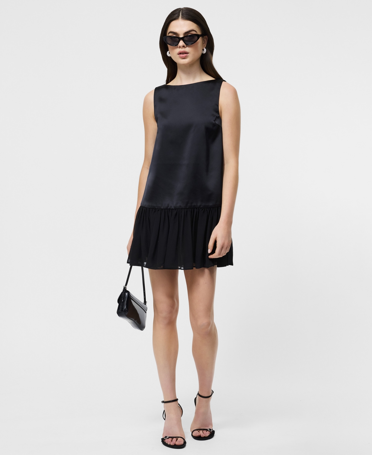 French Connection Marina Slinky Pleated Minidress In Black