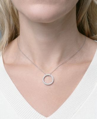 Diamond Circle Pendant Necklace (1/2 ct. t.w.) in 10K White Gold, Exclusive