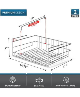 2 Pack Under Cabinet Can Storage Shelf – Pantry Organizer with Divider for Canned Goods