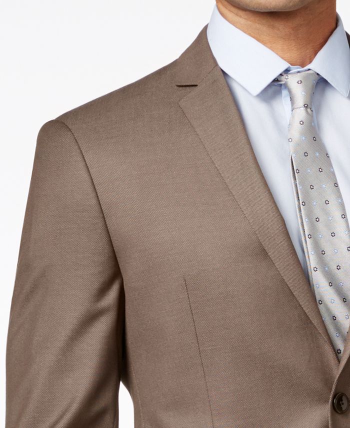 Perry Ellis Portfolio Men's Medium Brown Sharkskin Extra-Slim Fit Suit ...