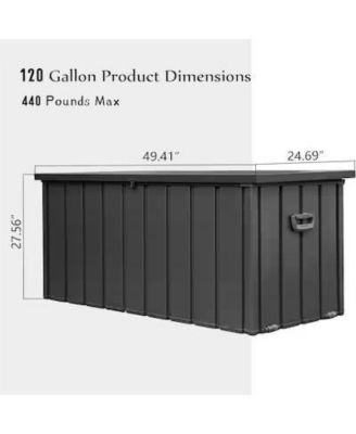 120-Gallon Outdoor Storage Deck Box 120-Gallon Dark Gray Metal Deck Box