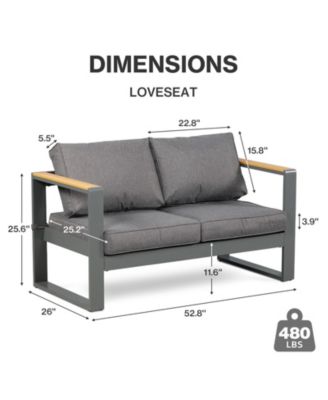 Patio Furniture Loveseat - All-Aluminum Sofa Couch with Upgraded Frame, Wider Design, and Thick Cushions for Outdoor Comfort.