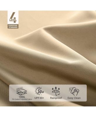 13ft XL Heavy Duty Solid Wood Outdoor Patio Umbrella with Base Parasol Wheels Stand for Bistro Market Table Garden Deck Yard Poolside Tan