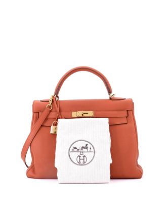 Kelly 32 Handbag Orange Togo with Gold Hardware