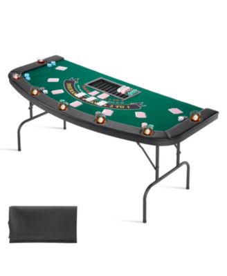 Semi Oval Folding Poker Table for 7 Players Casino Texas Holdem Game Table
