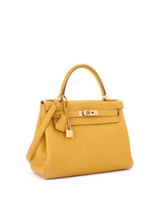 Kelly 28 Handbag Yellow Togo with Gold Hardware