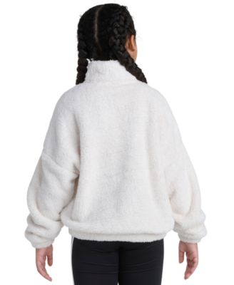 Big Girls' S-XL Long Sleeve Mock Neck Lurex Sherpa Pullover Hoodie