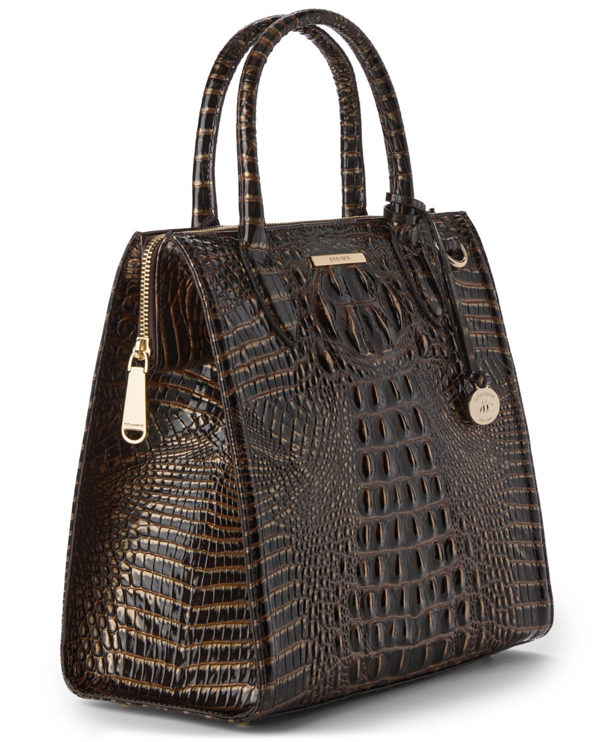 Brahmin Caroline Melbourne Embossed Leather Satchel Bag