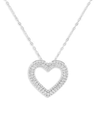 Holiday Lane - Sterling Silver Pave Heart Pendant Necklace