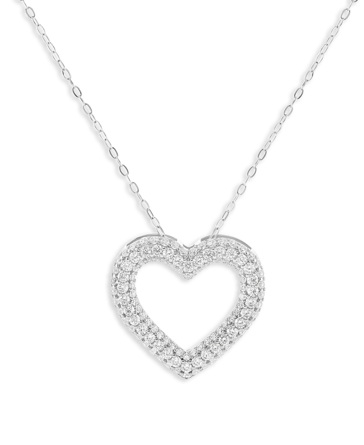 Holiday Lane Sterling Silver Pave Heart Pendant Necklace, Macy's Exclusive