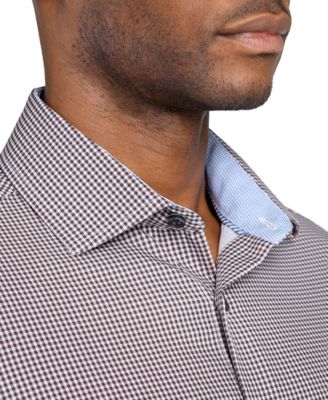 Men's Spread Collar Plaid Dress Shirt