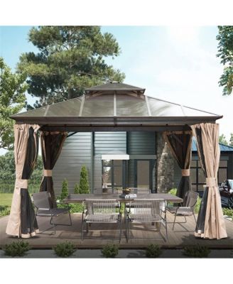 11.9-ft x 11.9-ft Hardtop Gazebo Brown with Hardtop Roof