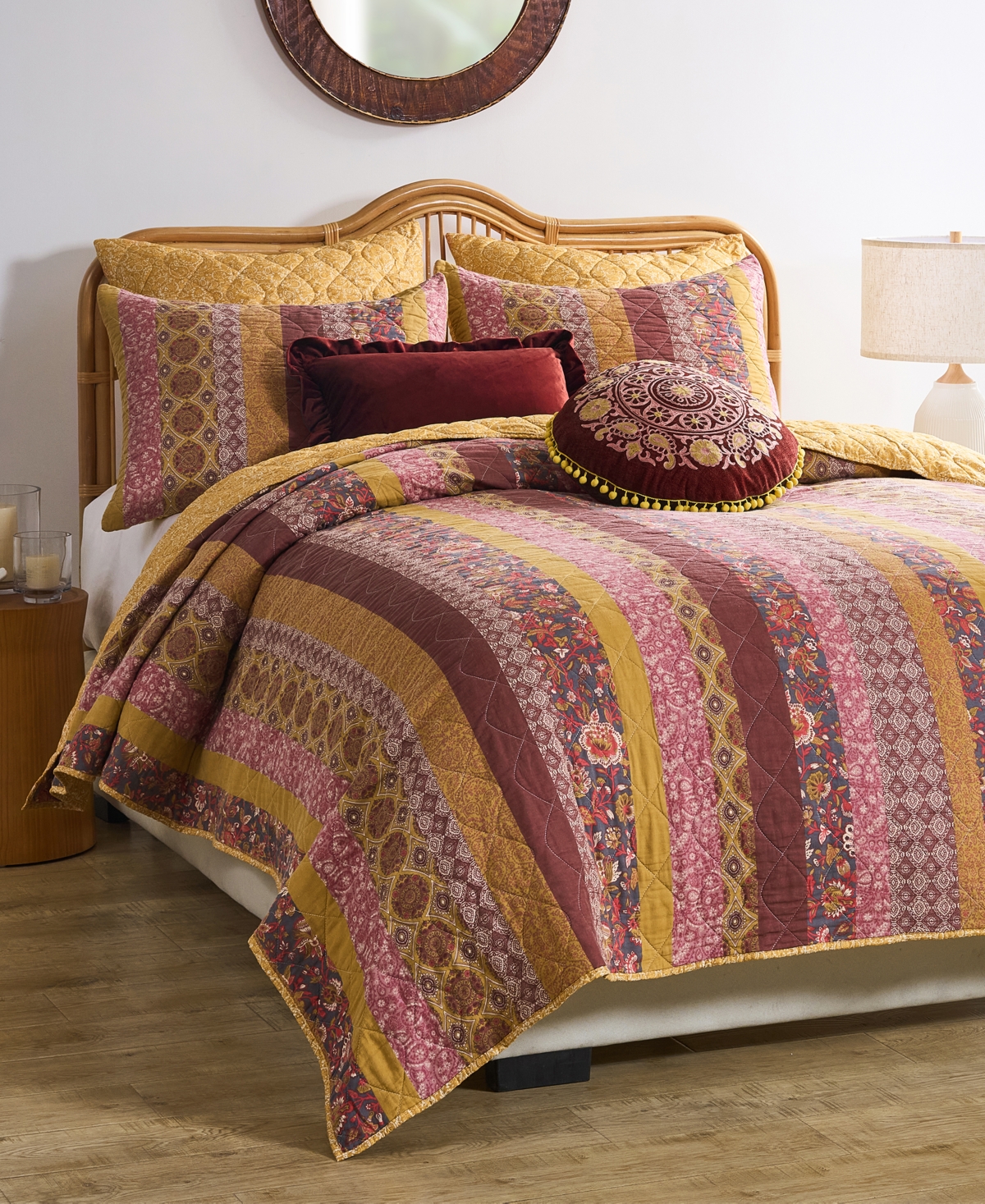 Greenland Home Fashions Marigold Vintage Boho 3-pc. Quilt Set, King In Brown