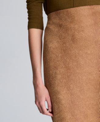 Women's Embossed Snake Print Pull-On Midi Skirt