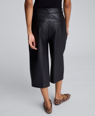 Women’s Faux Leather High Rise Pintuck Culotte