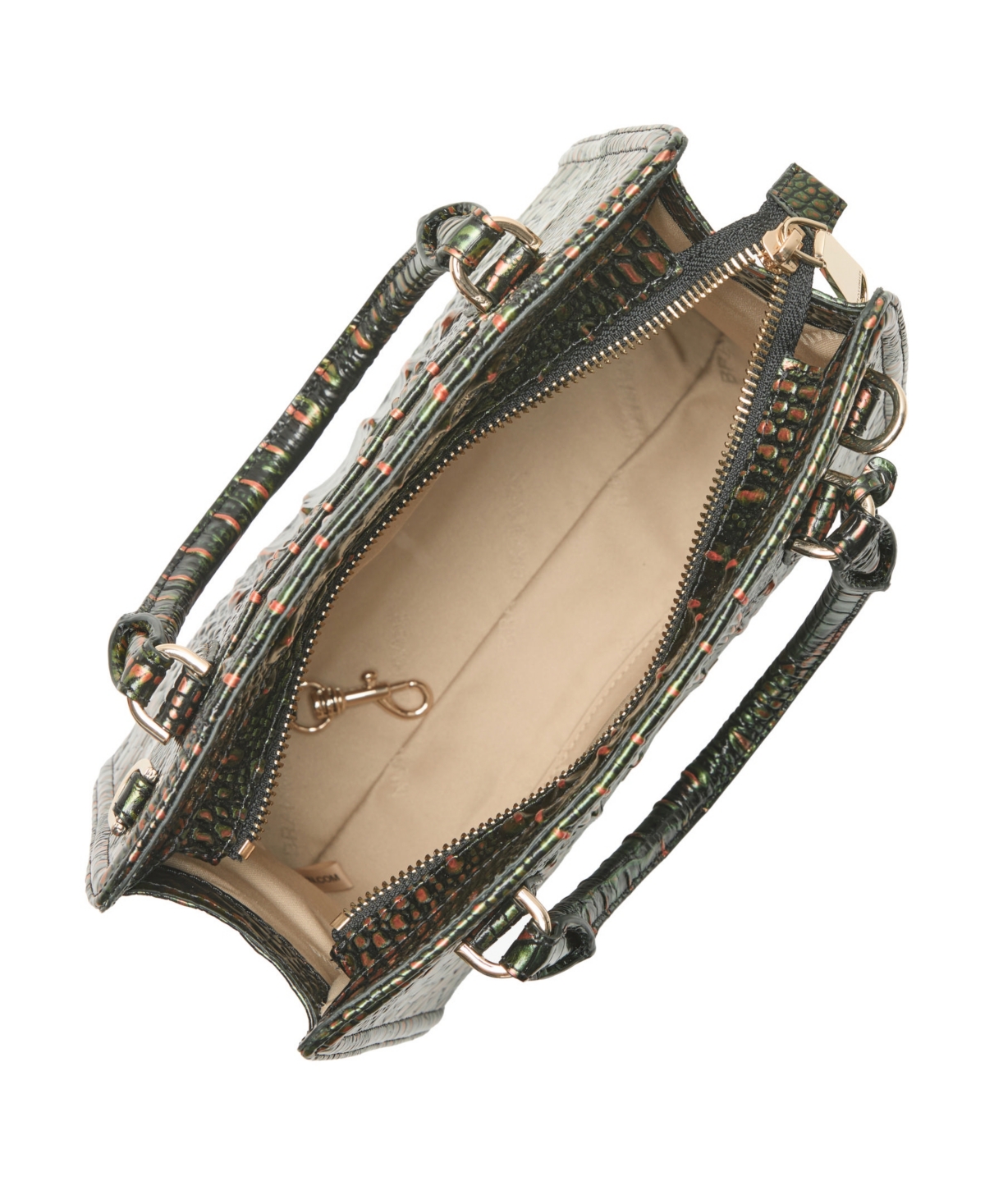 Brahmin Cami Croc Embossed Leather Satchel In Green