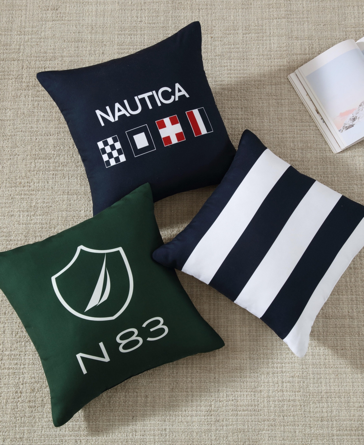 Nautica Flag Printed Decorative Pillow In Blue
