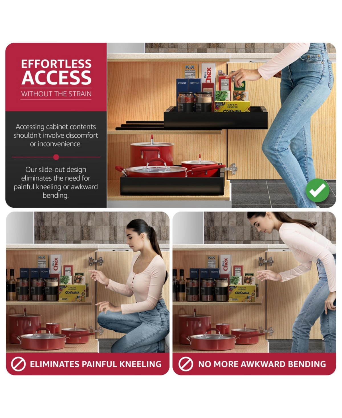 Sorbus 2 Pack Pull-Out Sliding Storage Rack for Kitchen & Bathroom