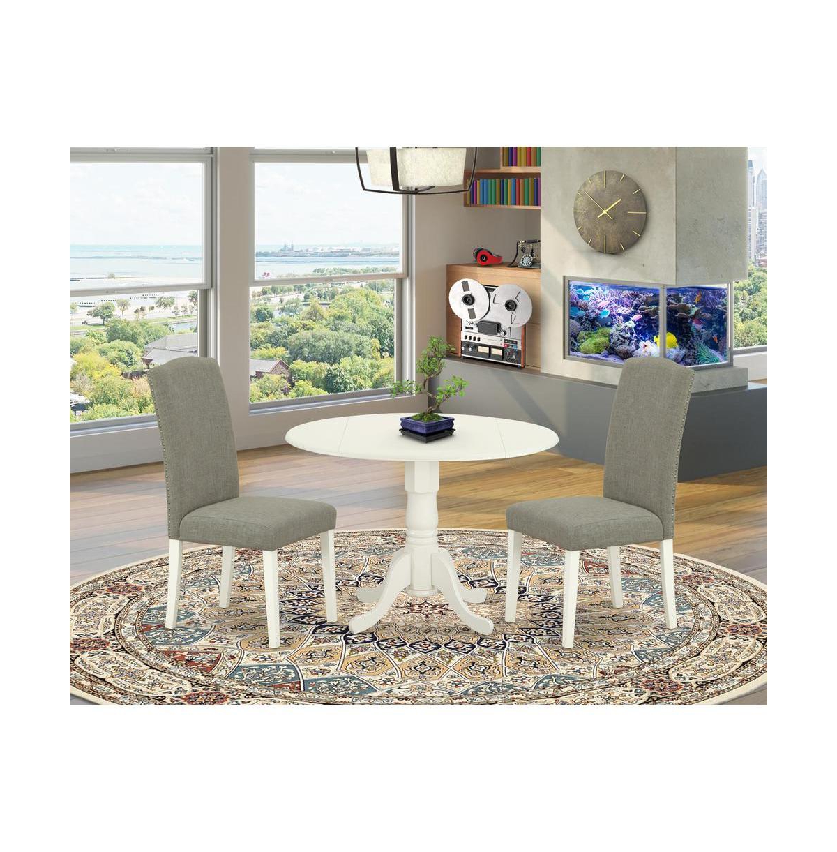 East West Furniture Dining Room Set Linen White