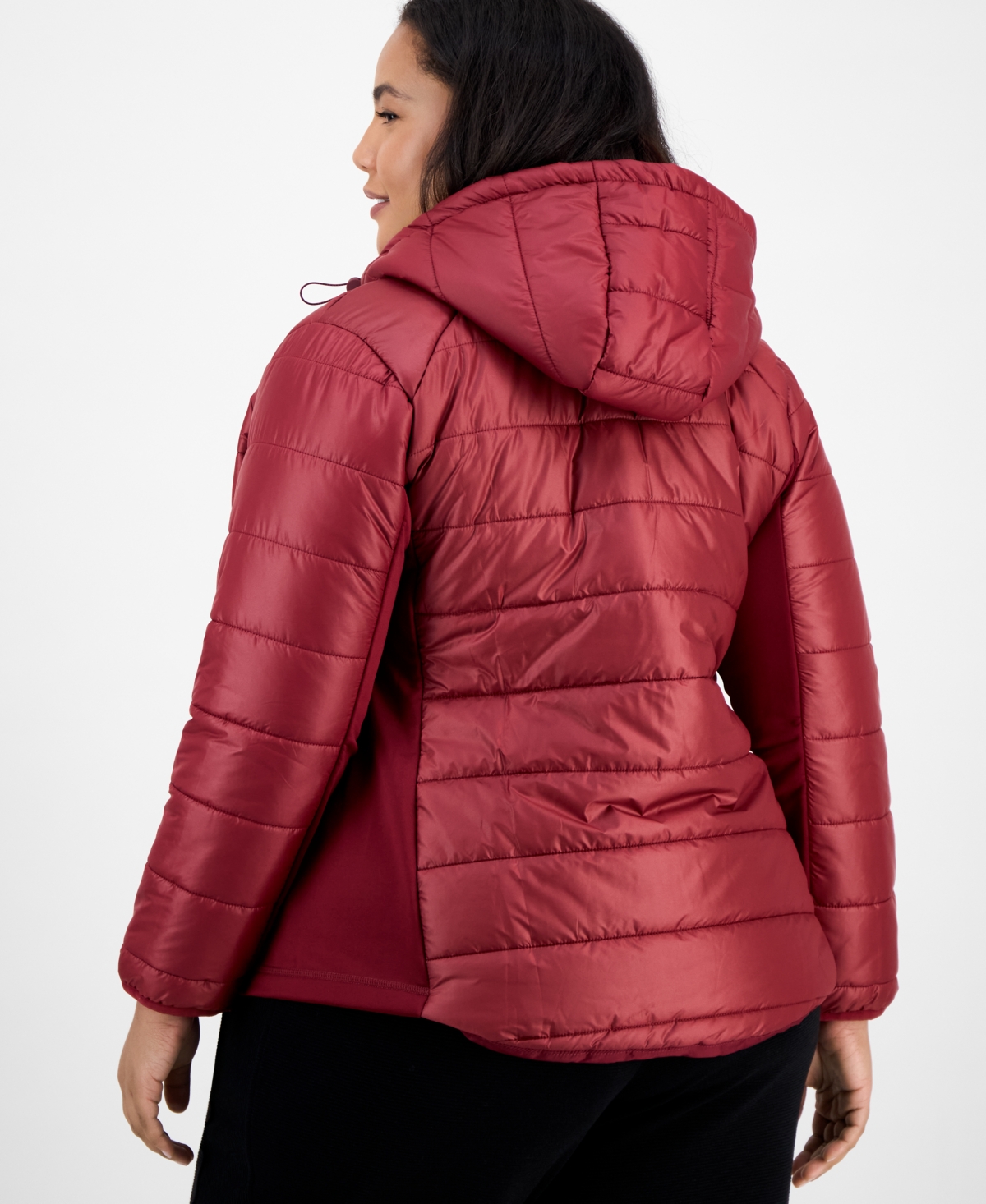 Id Ideology Plus Size Hooded Puffer Jacket, Created For Macy's In Brown