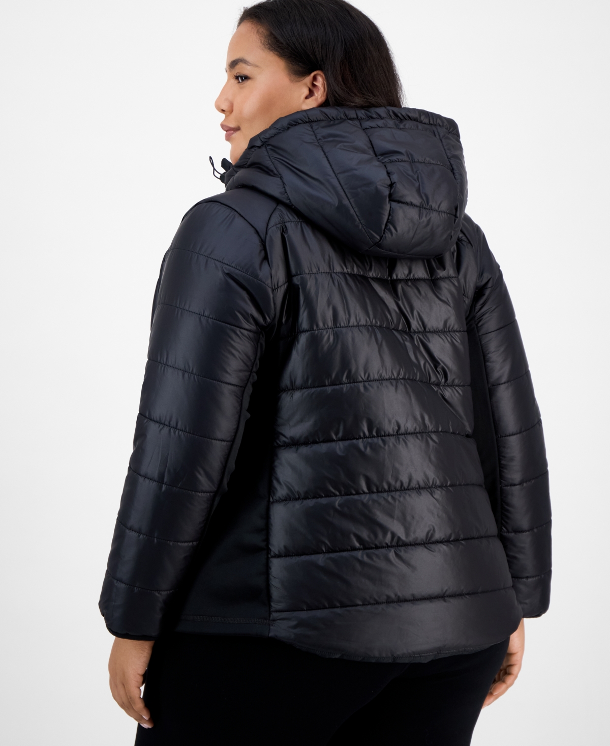 Id Ideology Plus Size Hooded Puffer Jacket, Created For Macy's In Black