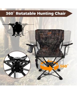 360&deg; Swivel Hunting Chair with Mesh Cup Holder & Storage Pockets Cozy Backrest