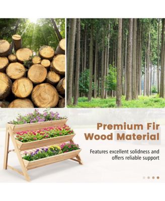 3-Tier Raised Garden Bed with Storage Shelf and Side Hooks