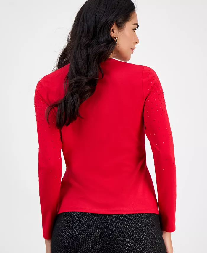 Petite Embellished V-Neck T-Shirt - thumbnail 3