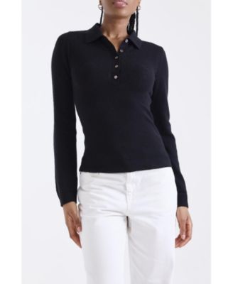 Women's Amaya Button 100% Cashmere Polo Top