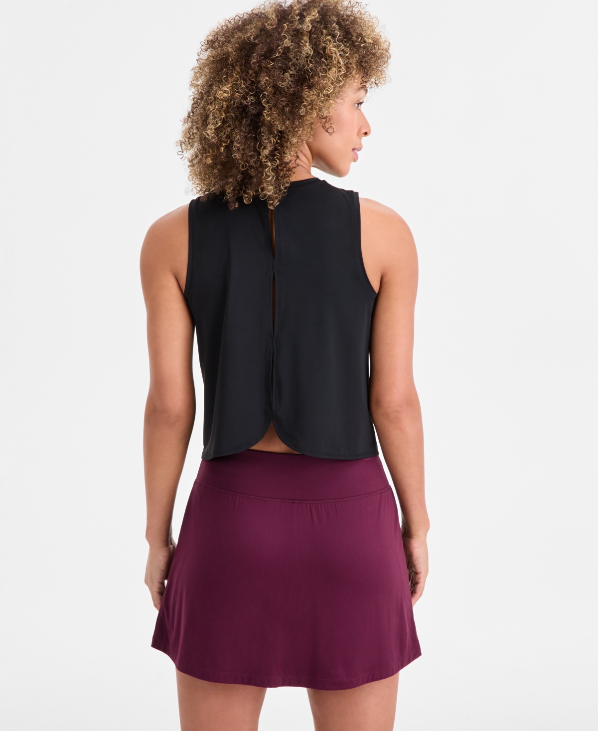 Id Ideology Women's Crewneck Back-slit Knit Tank Top, Macy's Exclusive In Black