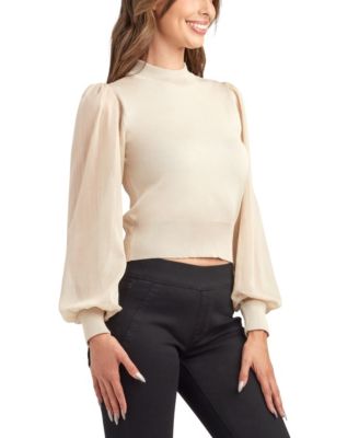 Juniors' Mock Neck Long Sleeve Sweater