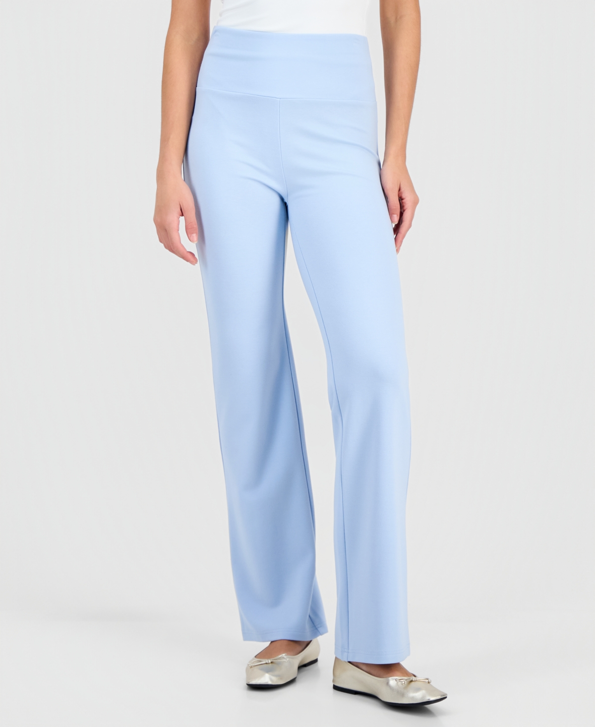 Ak Anne Klein Petite Serenity Knit Pull-on Pants In Multi