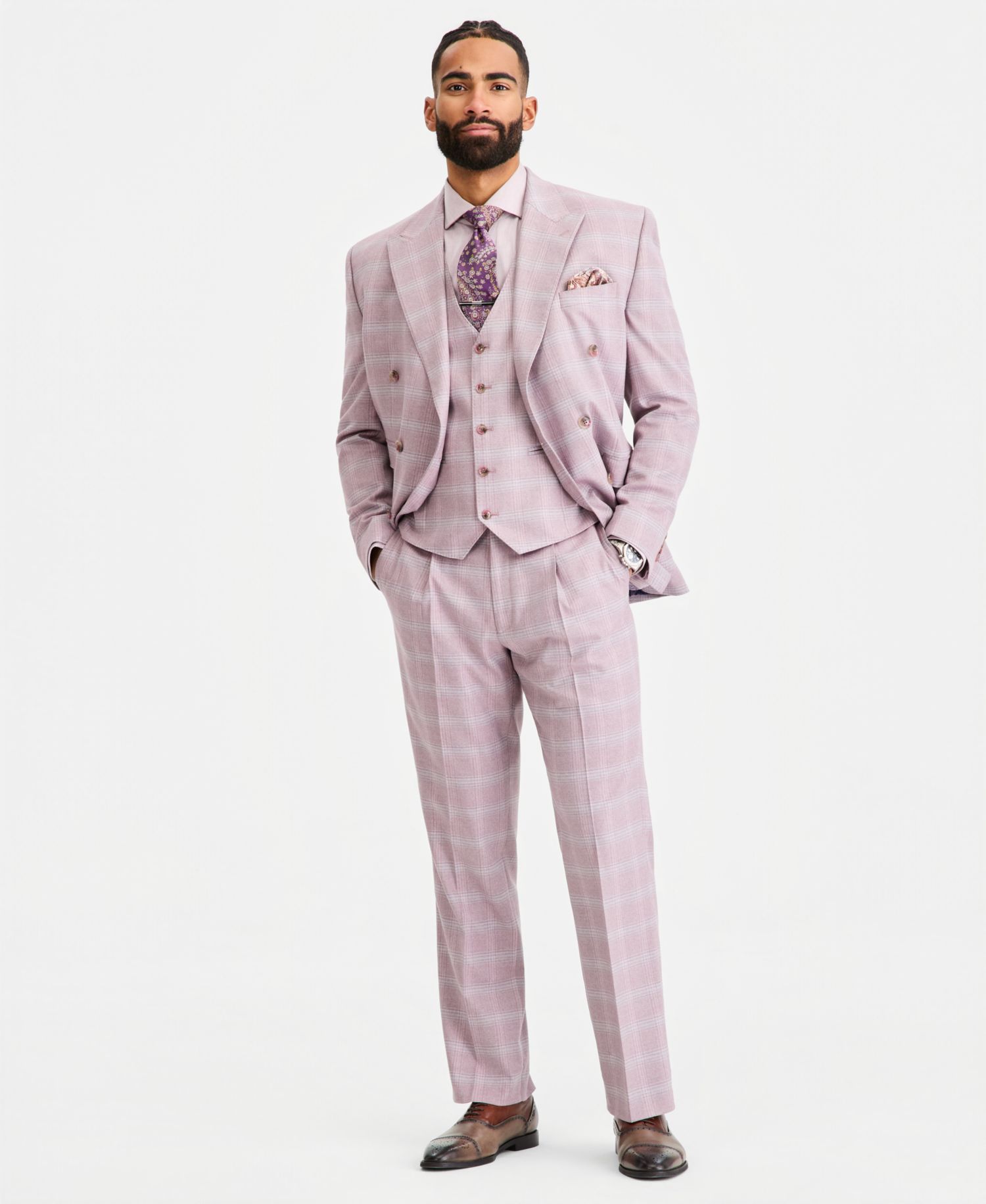 Men's Classic-Fit Dusty Rose Suit Separates Pants