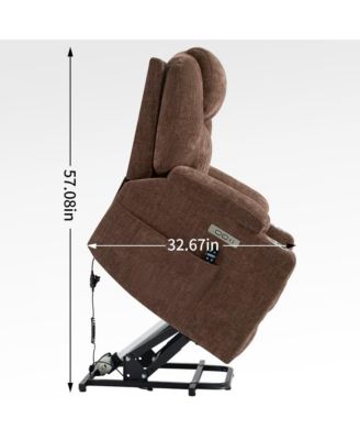 Lift Recliner Chair with Massage, Heat & USB Charging, Chenille Upholstery, Cup Holders, 350 LBS Support