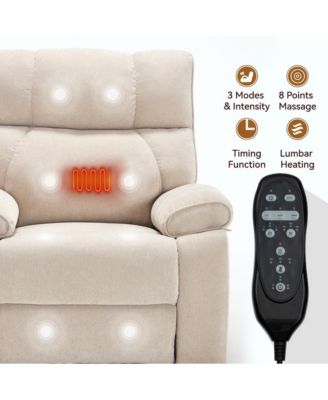Oversized Chenille Lift Recliner with Heat & Massage, Cup Holders, Dual Motor Electric Chair for Seniors-Maison Boucle