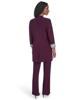 Petite Lux Open Front 3/4-Sleeve Rollback Cuff Jacket