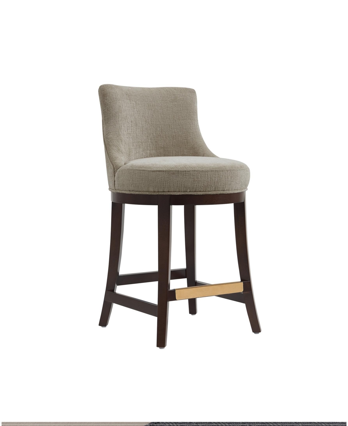 Manhattan Comfort Lucia 37.2" Chenille Upholstered Counter Stool In Brown