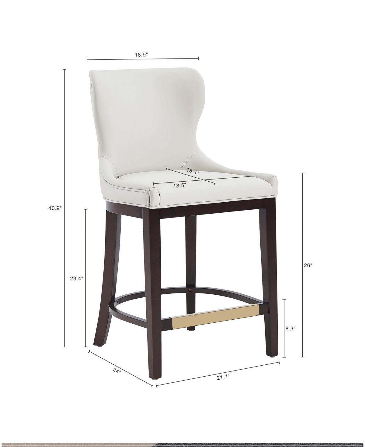 Manhattan Comfort Blair 40.9" Leatherette Upholstered Counter Stool In White