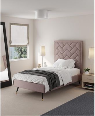 Crosby Modern Twin-Size Velvet Upholstered Bedframe and Headboard