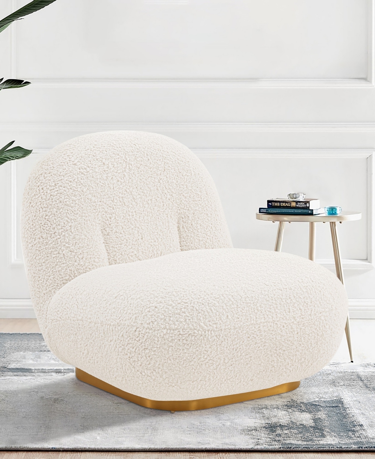 Manhattan Comfort Edina Modern 27.17" Boucle Fabric Upholstered Accent Chair In White