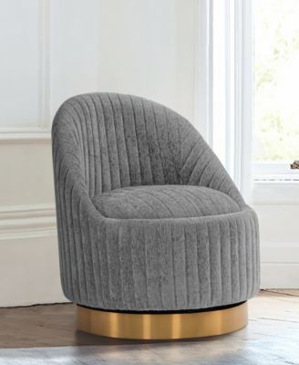 Leela Modern 31.5" Chenille Upholstered Swivel Accent Chair