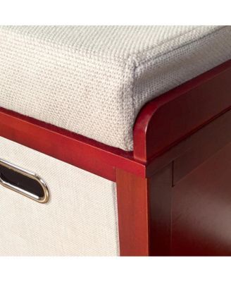 Solid Wood White Hall Tree 8 Pair Shoe Storage Bench 4 Bins and 6 Hooks White