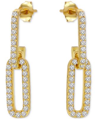 Giani Bernini - Link Drop Earrings in (7/8 ct. t.w.) Gold Pleated Sterling Silver