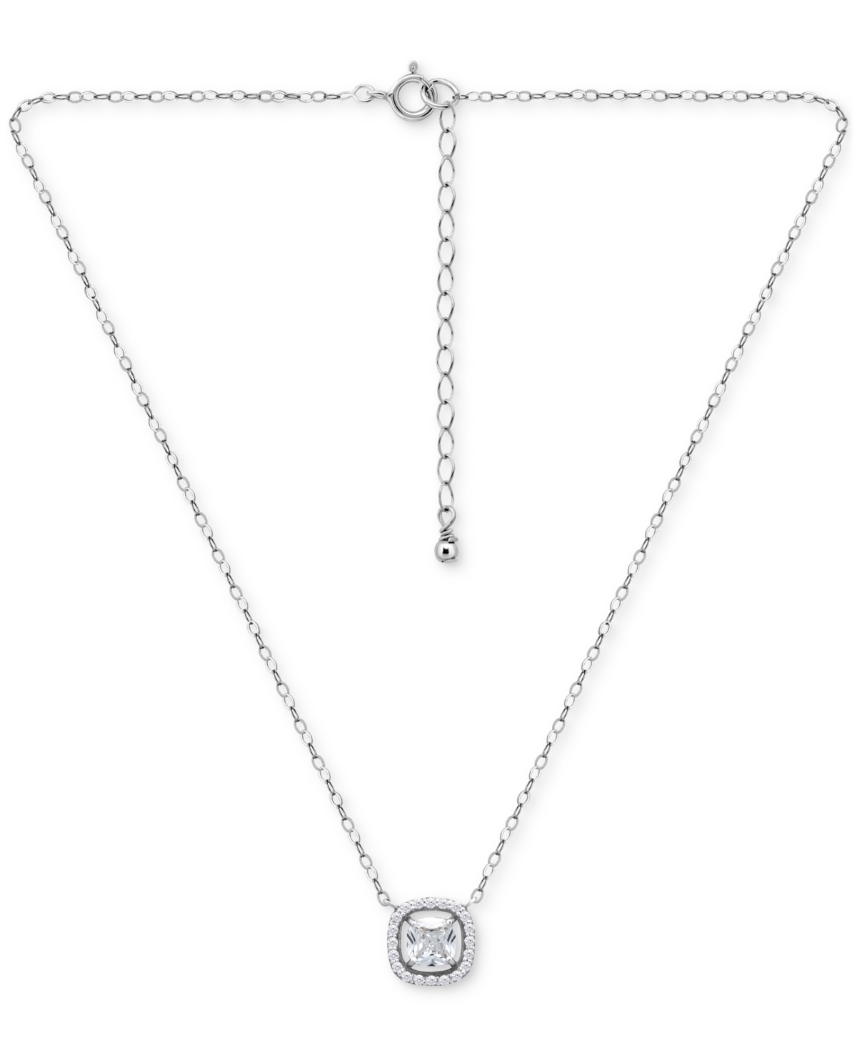 Giani Bernini Cushion Cut Necklace (1-5/8 Ct. T.w.) In Sterling Silver, Macy's Exclusive In Silver